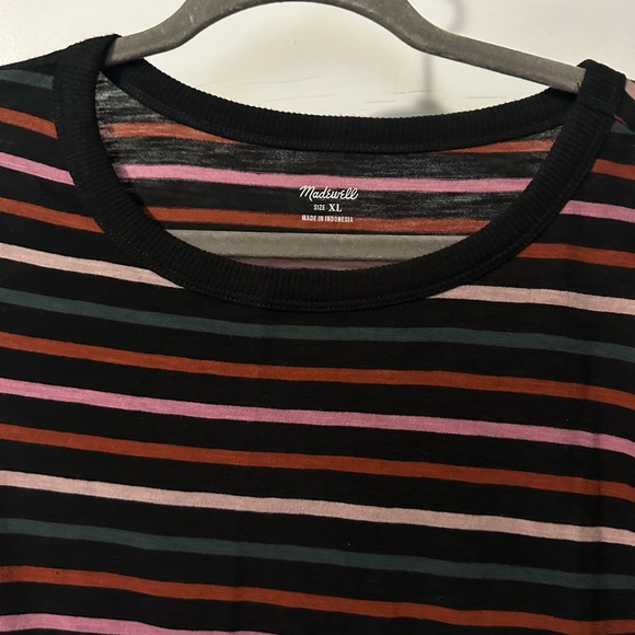 NWT! Madewell Whisper Cotton Rib-Crewneck Long-Sleeve Tee in Ryley Stripe XL - Picture 9 of 16